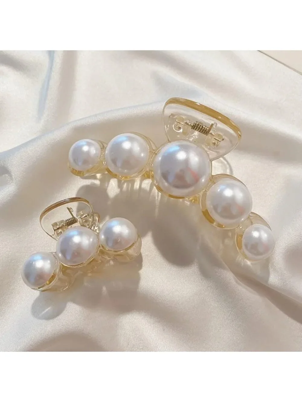 Elegant Large Pearl Hair Claw Clips - Non-Slip Barrettes for Thick & Thin Hair